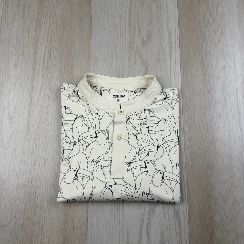 Mantra Catalyst Polo Toucan Bird Performance Shirt Band Blade Collar Mens Large